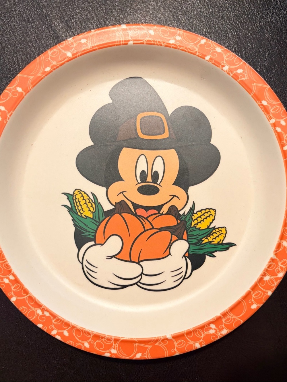 Disney Mickey Mouse Thanksgiving Melamine Dinner Plate & Utensils